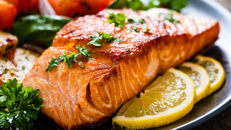 Salmon on plate