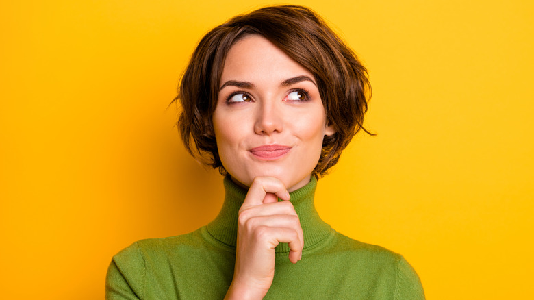 Brunette woman with short hair