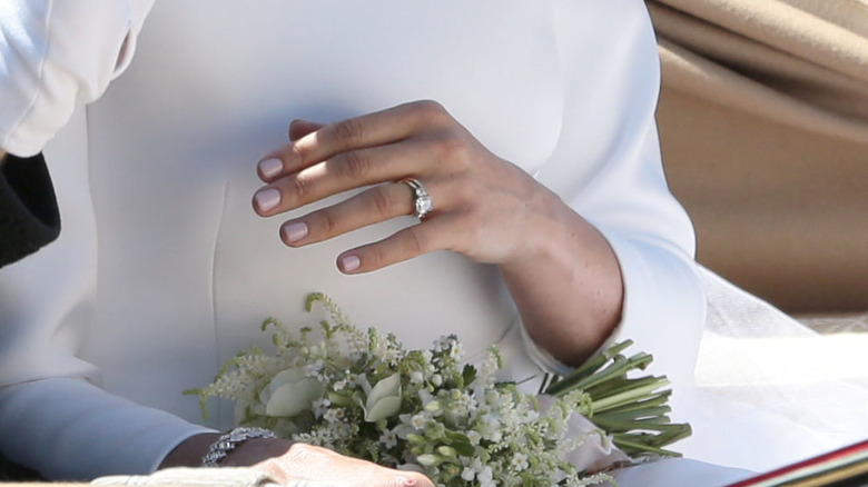 Meghan Markle's nails painted with Essie Ballet Slippers nail polish 