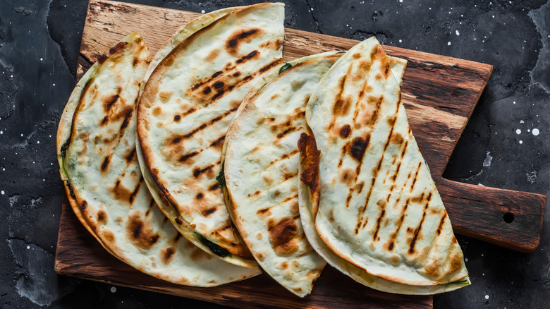 Quesadillas on a wood board