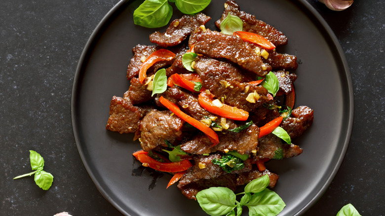Stir fried meat and peppers