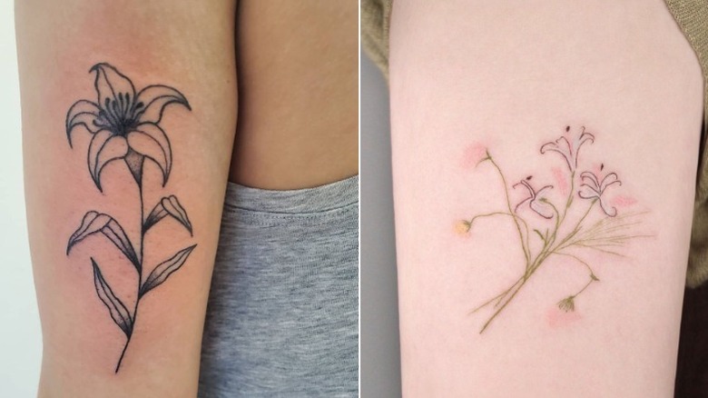 Wildflowers  Fine Line Tattoo on Instagram Lily and rose for Sara   lilytattoo rosetattoo flowerbouquet flowertattoo smalltattoos  flowerillustration illustrativetattoo