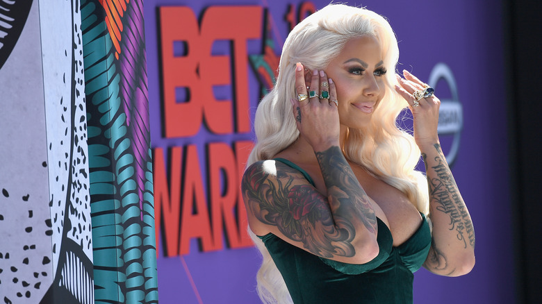 Amber Rose showing off her tattoos