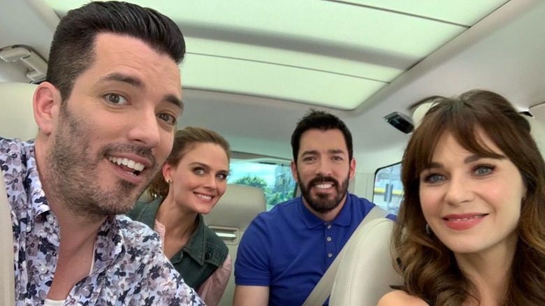 Zooey Deschanel, Emily Deschanel, Drew Scott, and Jonathan Scott