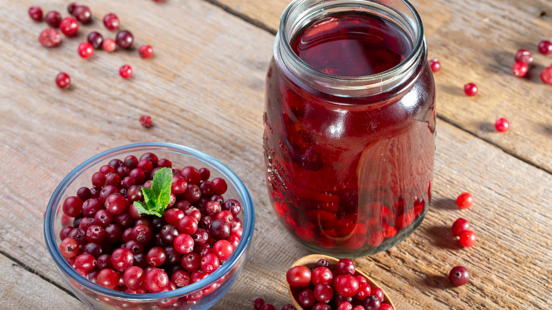 Cranberry juice with cranberries