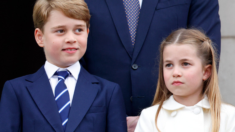 Prince George and Princess Charlotte on balcony