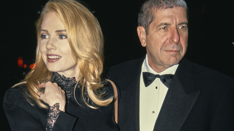Rebecca De Mornay and Leonard Cohen at an event