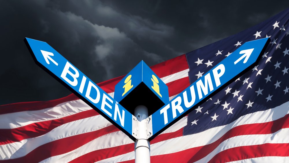 Biden Trump crossroads sign 