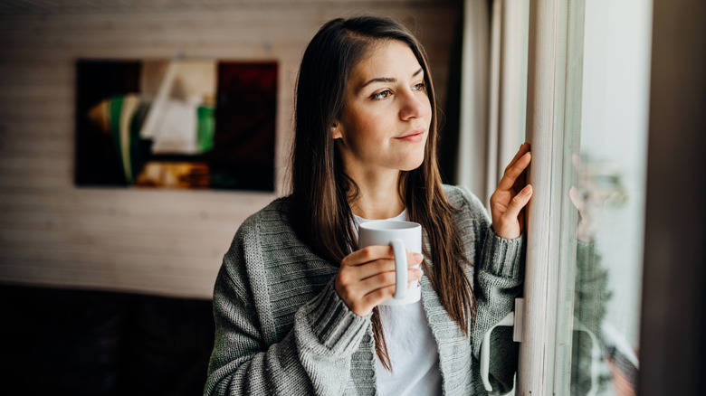 Woman with coffee mug