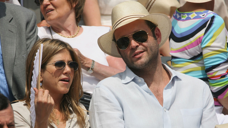 Jennifer Aniston and Vince Vaughn at a sporting match