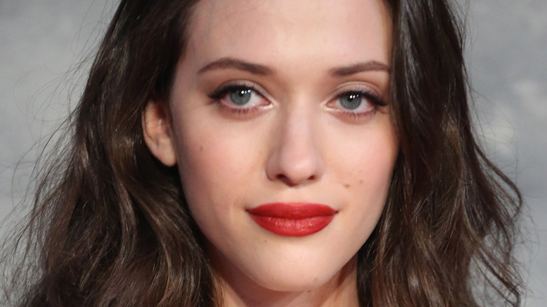 Kat Dennings grinning hair down red lip