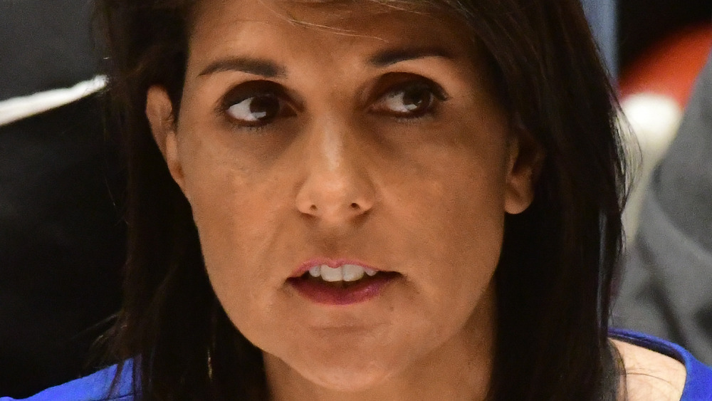 Nikki Haley looking serious