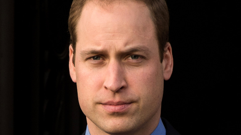 Prince William posing against a black background