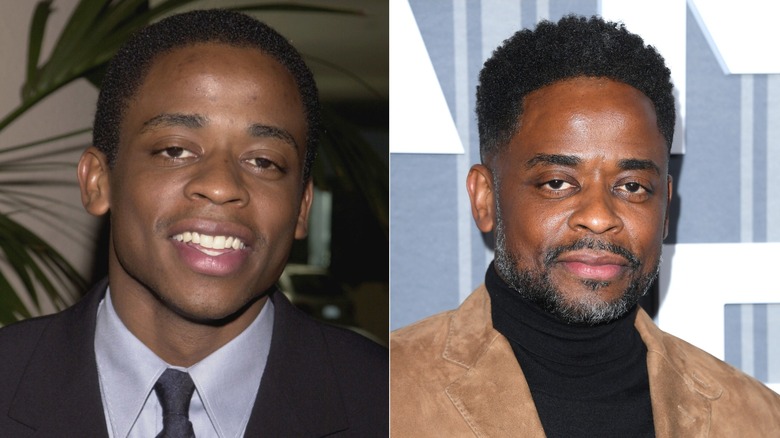 Split image of Dulé Hill at an award show in 2000 and the Good American Family premiere in 2025