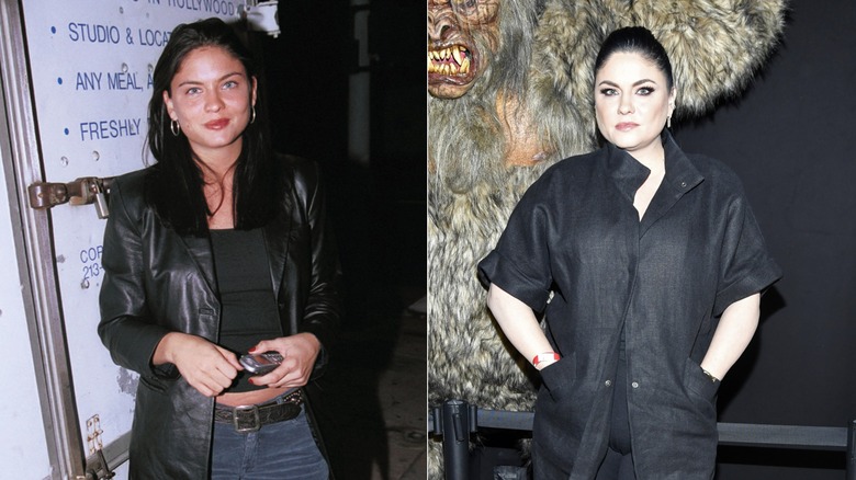 Split image of Jodi Lyn O'Keefe at an event in 2001 and an event in 2021