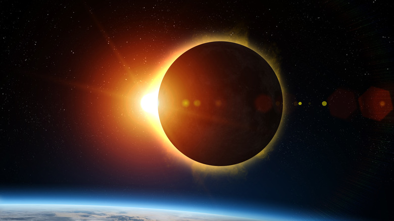 Solar eclipse satellite image