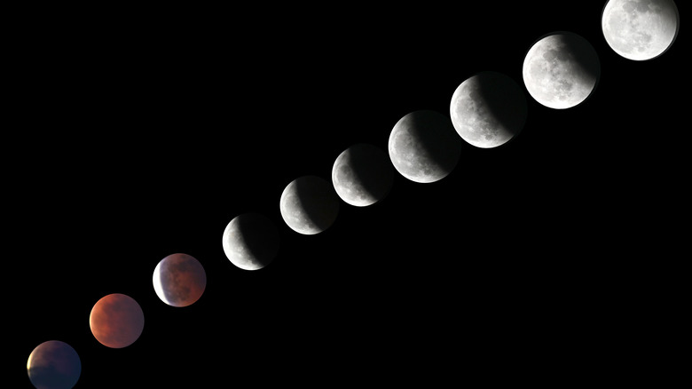 Moon cycle with phases shown