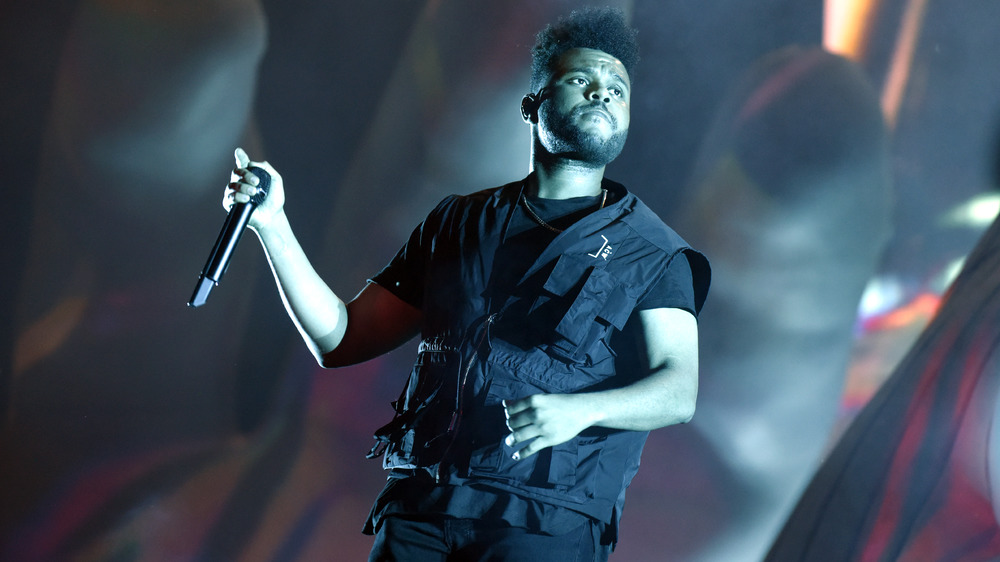 The Weeknd performing in concert