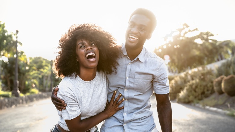 Couple laughing together