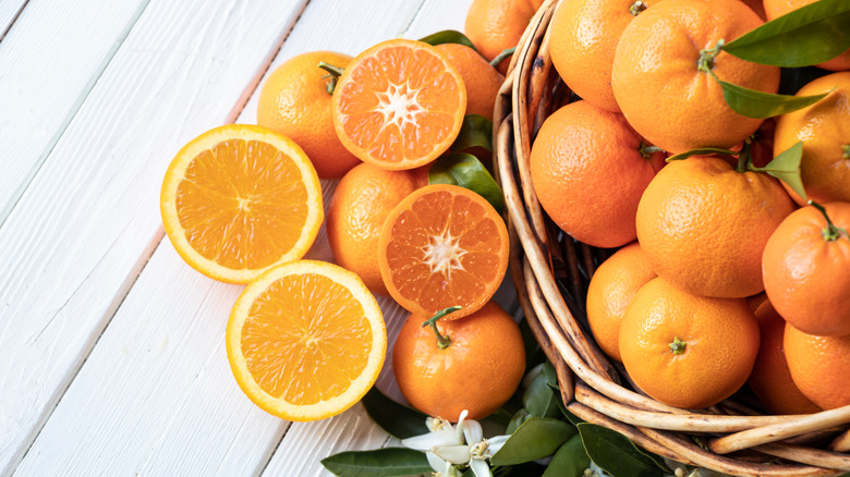 A basket of oranges 