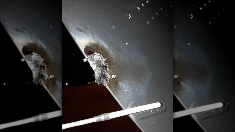 Miley Cyrus' airplane after lightning strike