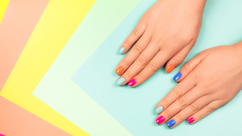 Gel nails in bright colors