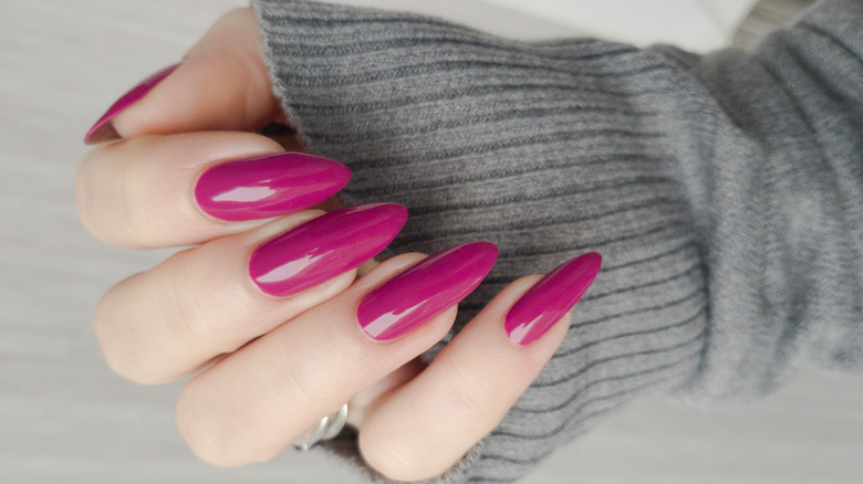 Pink almond-shaped nails