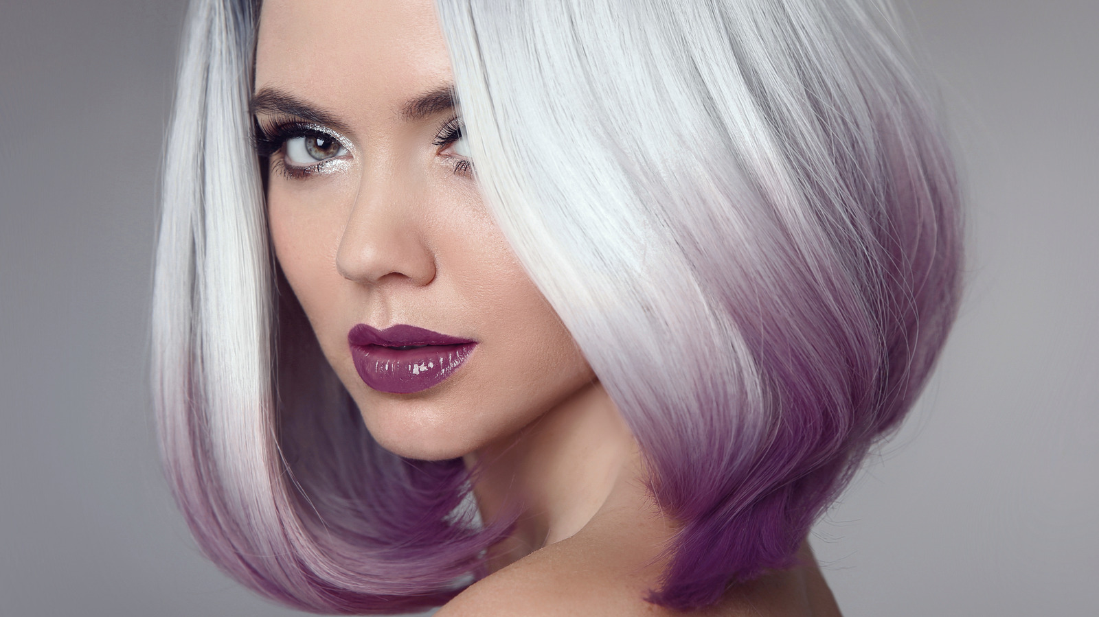 8. Purple blue peekaboo highlights on dark grey hair - wide 6