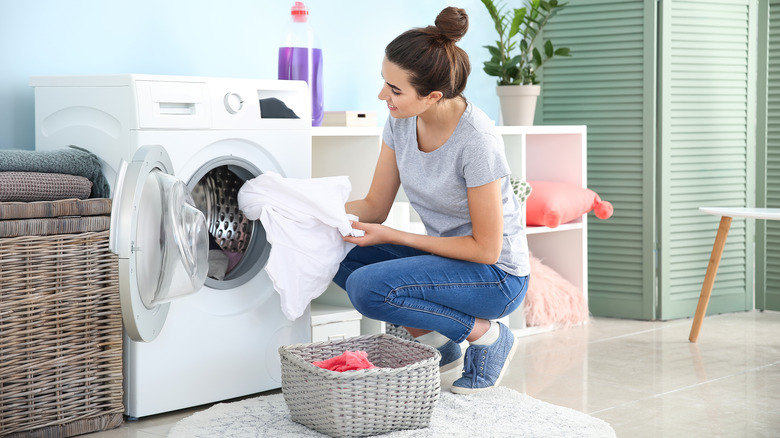 A woman doing the laundry