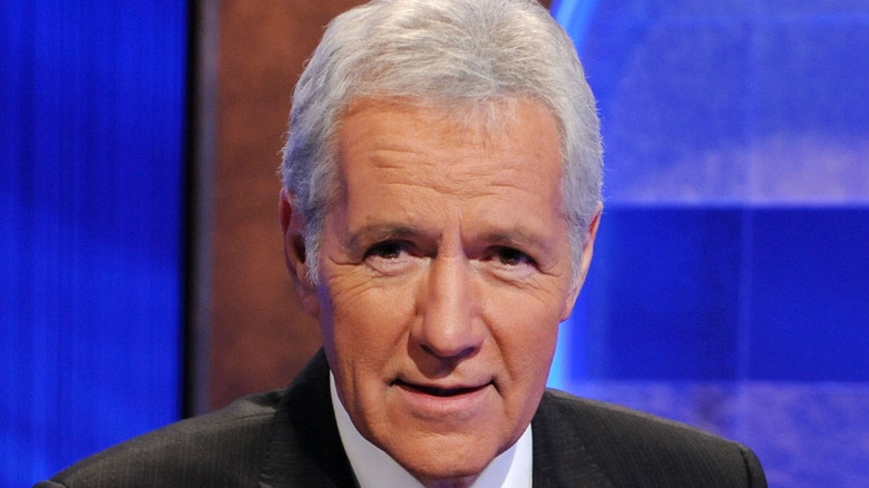 Alex Trebek on Jeopardy set