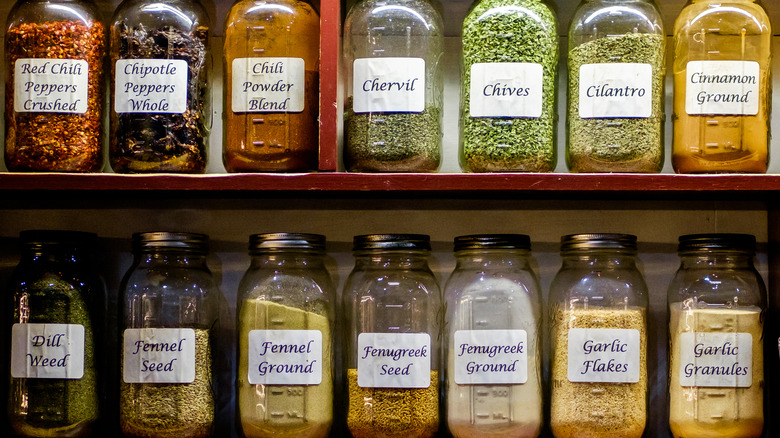 Spices left on a shelf for a long period of time can go bad