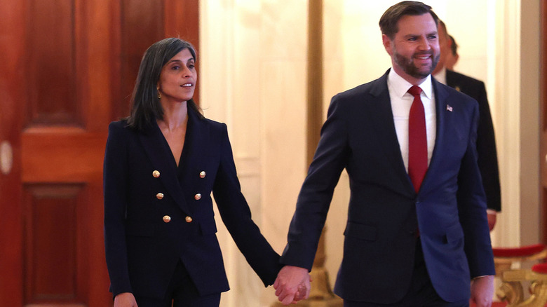 Usha and JD Vance holding hands