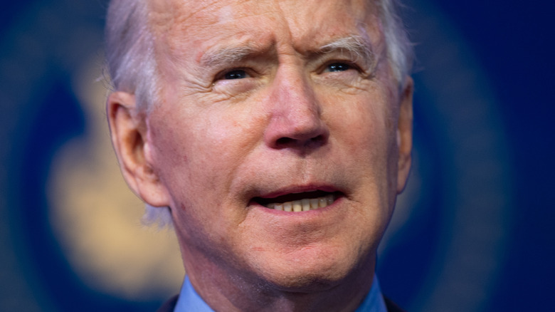 President Joe Biden blue-striped shirt