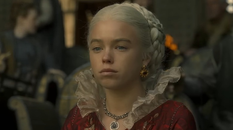 Milly Alcock with her hair braided as Rhaenyra in House of the Dragon