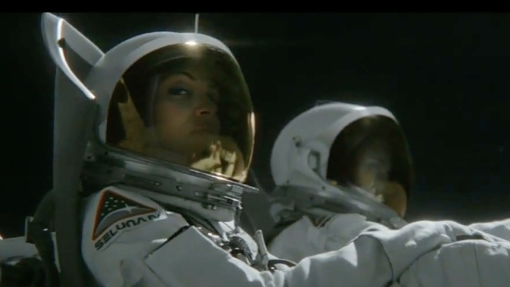 Woman in spacesuit from the Allstate moon commercial