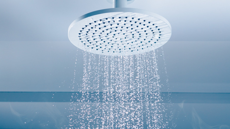 Shower water flowing