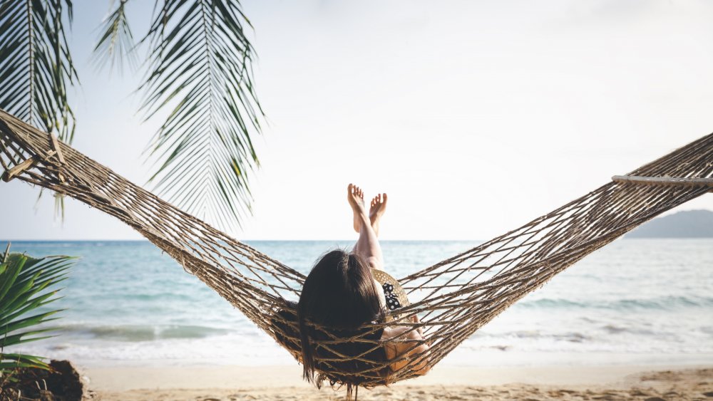 relaxing in a hammock