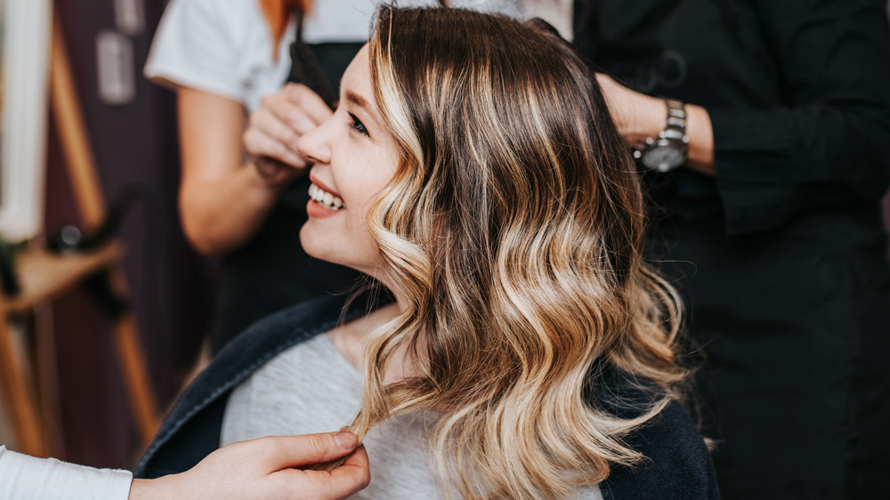 Woman at a hair salon