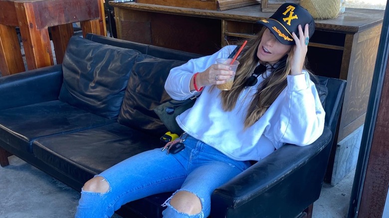 Kim Wolfe in the hat she got teased about on the set of her HGTV show