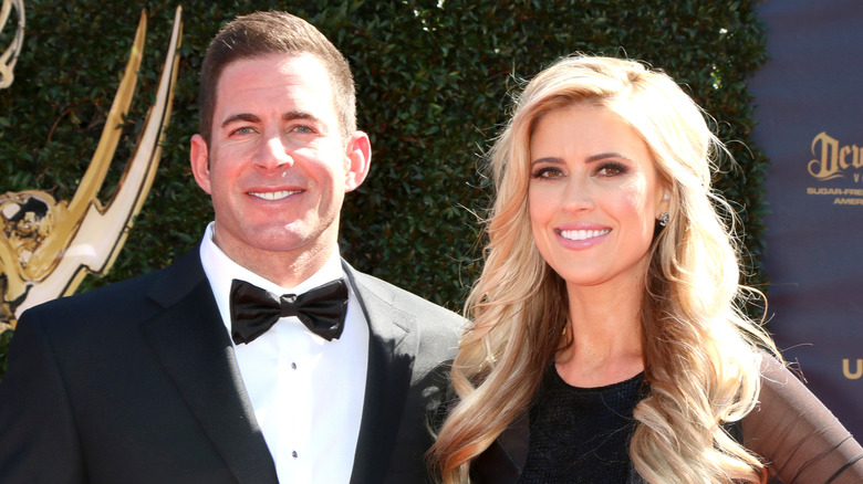 Christina Haack and Tarek El Moussa in black at an event in 2017