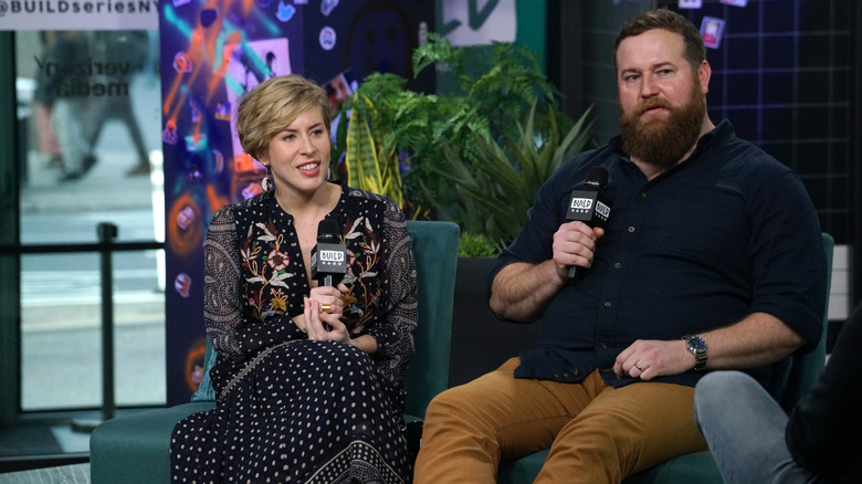 Ben Napier and Erin Napier doing an interview