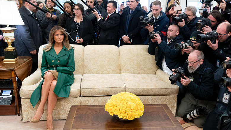 Melania Trump alone on couch