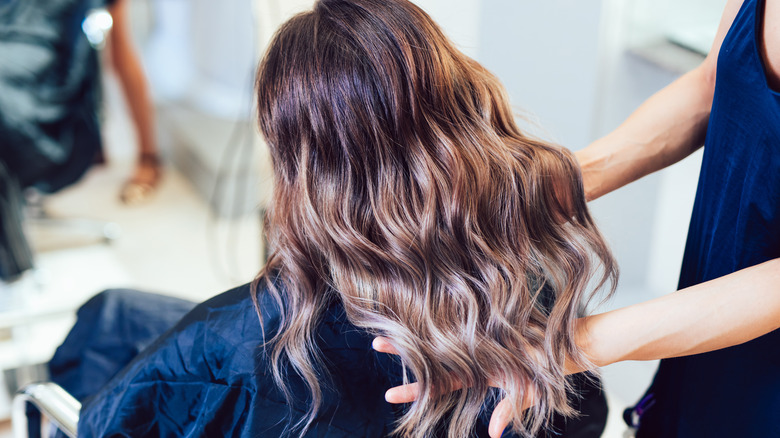 Woman with lowlights at the salon