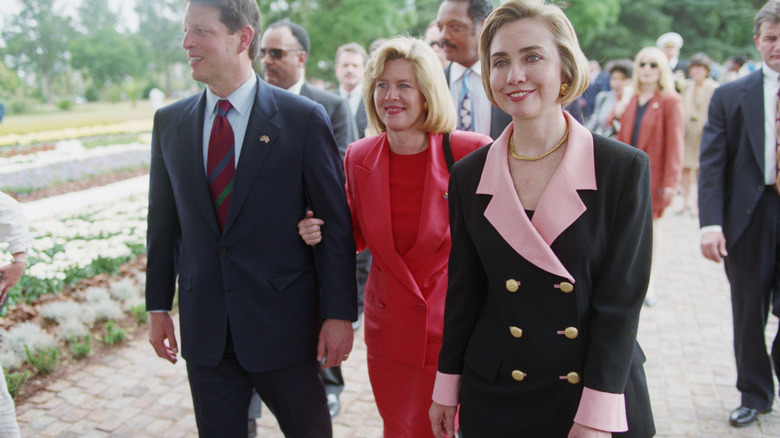 Hillary Clinton, Al Gore, and Tipper Gore attend Nelson Mandela's Inauguration (1994)