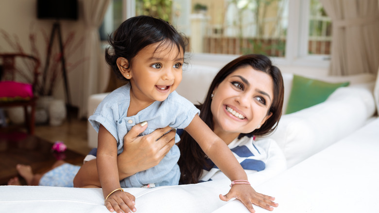 Baby girl with mom