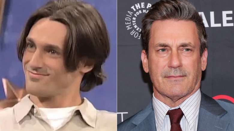 Split image of Jon Hamm on The Big Date and in 2026