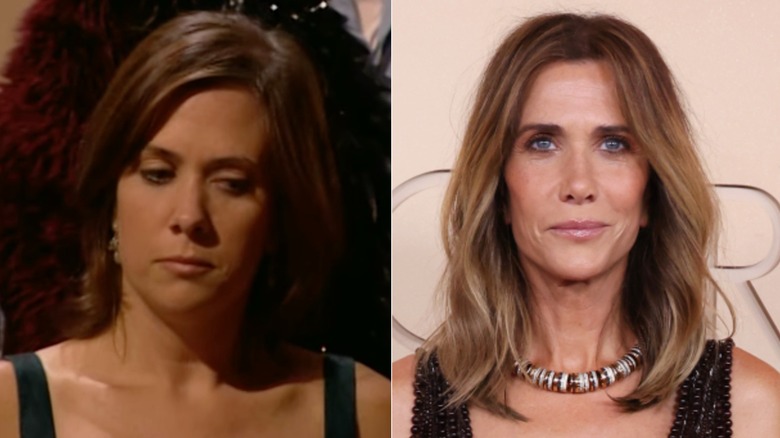 Split image of Kristen Wiig in The Joe Schmo Show and in 2026