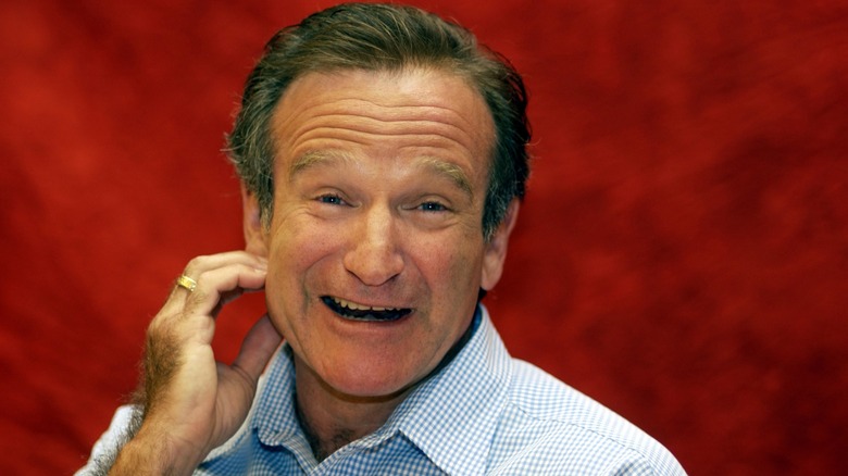 Robin Williams at a press conference for his film "One Hour Photo"