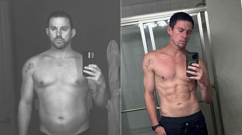 Side by side image of Channing Tatum before and after his weight loss