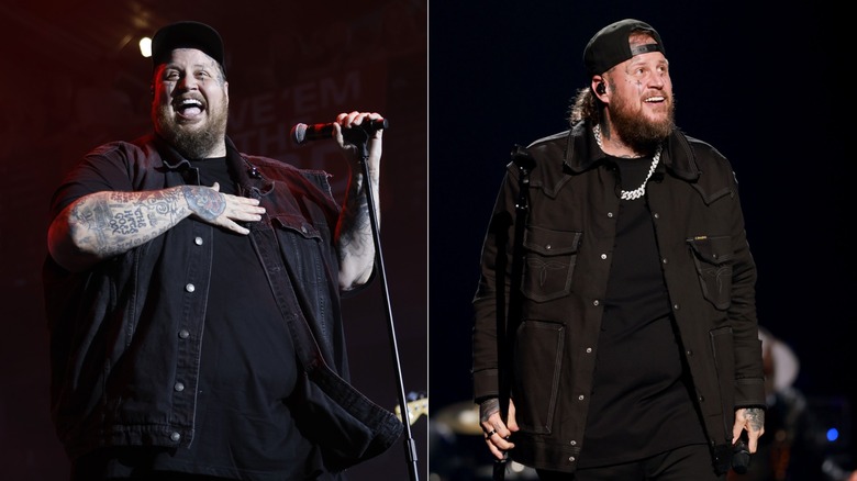 Side by side image of Jelly Roll in June 2024 and September 2025